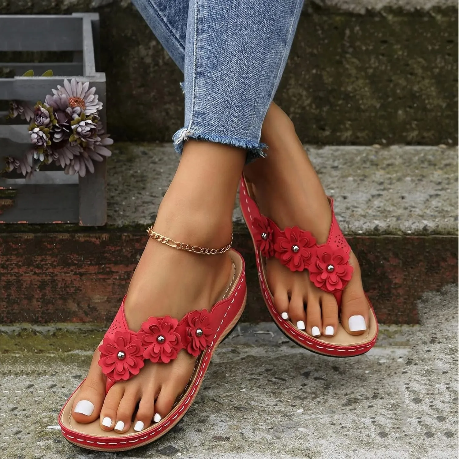 Orthopedic Sandals for Women Orthotic Thong Sandal Wide Width Sandals with Arch Support Comfortable Walking Flip Flops2
