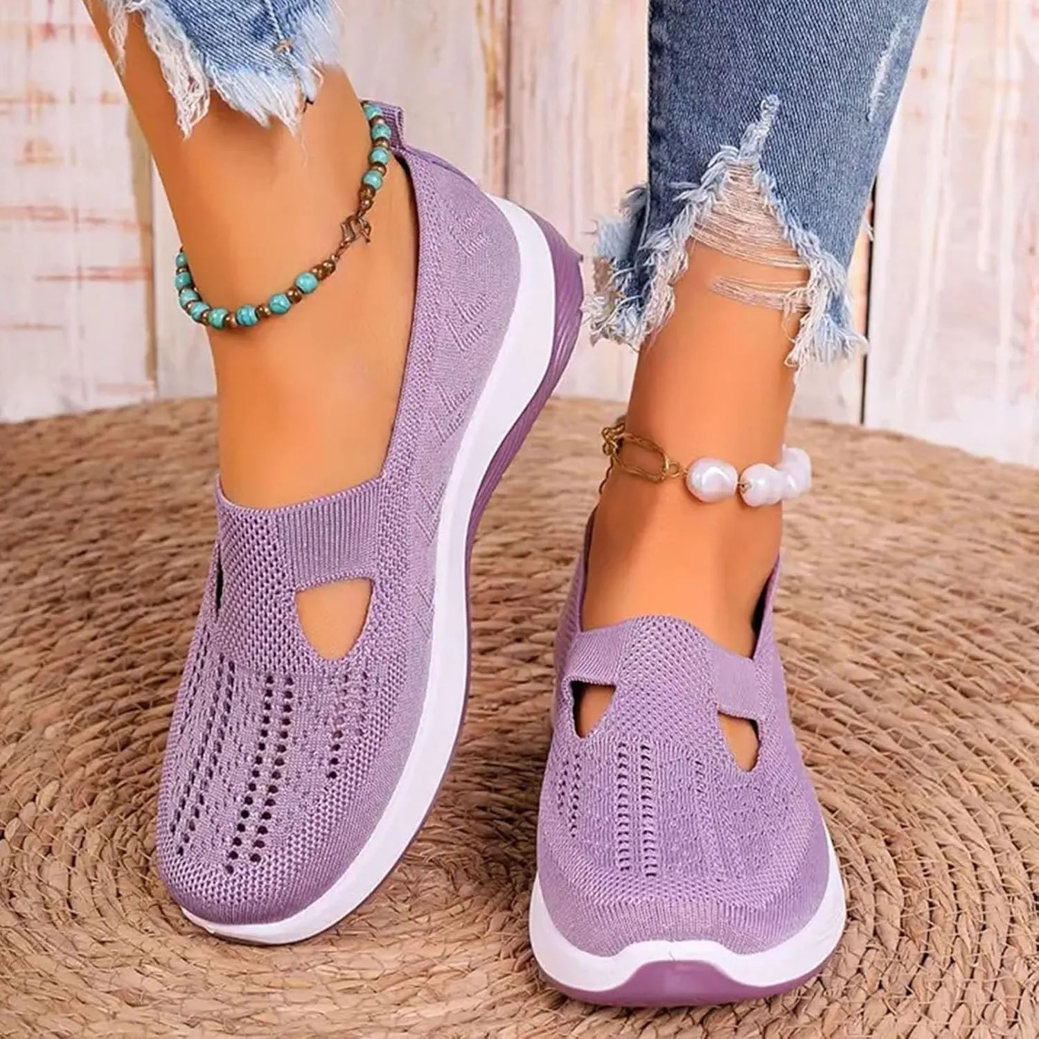 Orthopedic Shoes for Women Dressy,Breathable Soft Slip on Sneakers Shoes Arch Support Foam Walking Shoes Anti-Skid Sneakers Casual Shoes Lightweight Hands Free Shoe