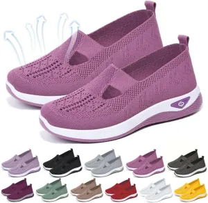 Orthopedic Shoes for Women Lightweight Wide Width Arch Support Woven Mesh Breathable Comfortable Soft Soled Nurse Shoes Slip On Diabetic Sneakers