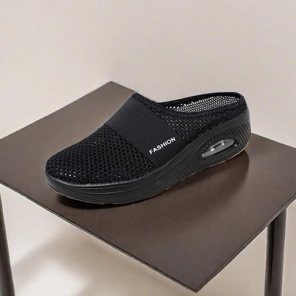 Outdoor Walking Sandals Women Diabetic Air Cushion Walking Shoes Slip On Breathable Slippers Closed Toe Sandals Lightweight Slippers Sandal Wedge Arch Support Mules Sneaker