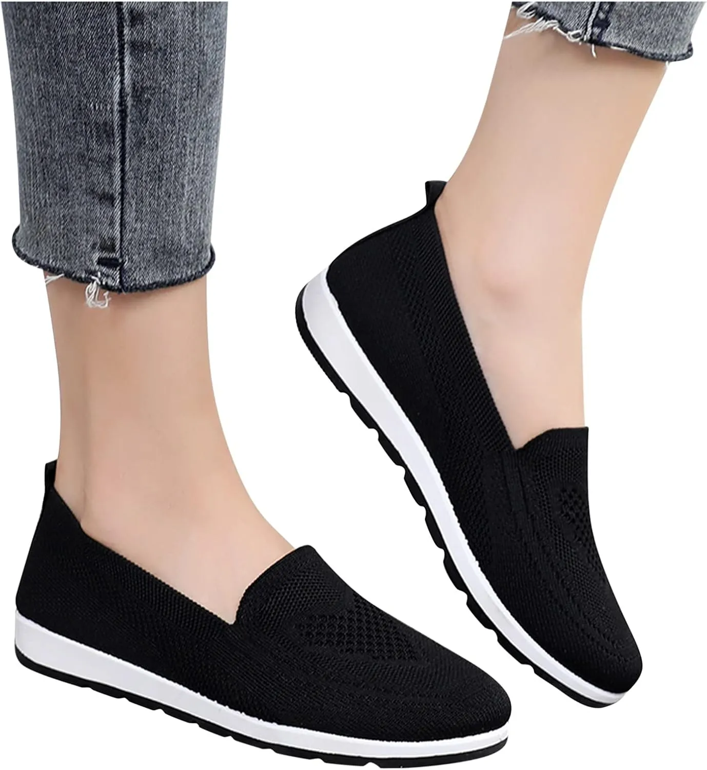 Plantar Fasciitis Shoes Women Slip Ons Slip On Walking Shoes for Women Wide Gym Shoes Women Weightlifting and Running Womens Running Shoes Women's Slip Resistant Work Shoes in Black