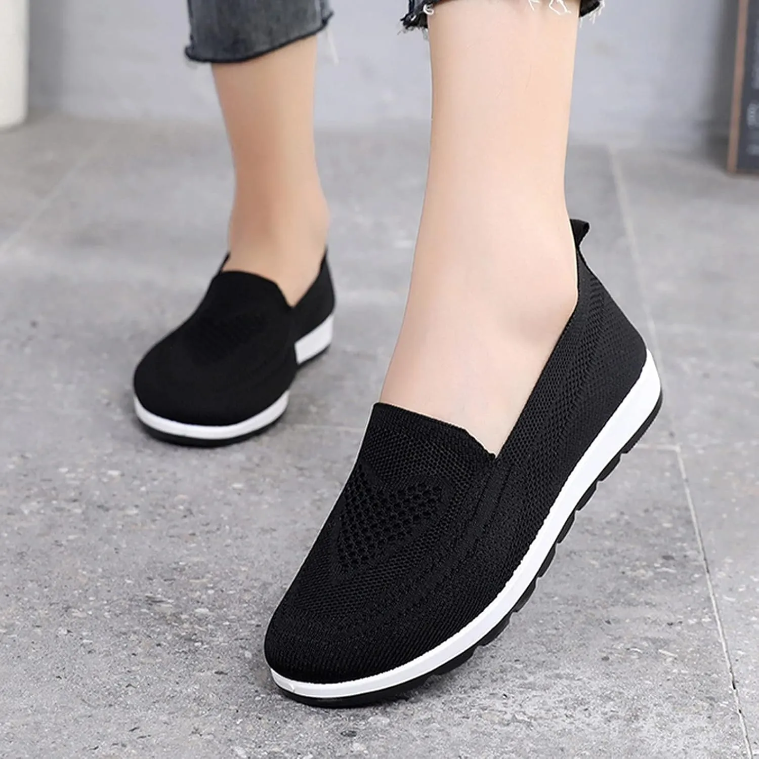 Plantar Fasciitis Shoes Women Slip Ons Slip On Walking Shoes for Women Wide Gym Shoes Women Weightlifting and Running Womens Running Shoes Women's Slip Resistant Work Shoes in Black