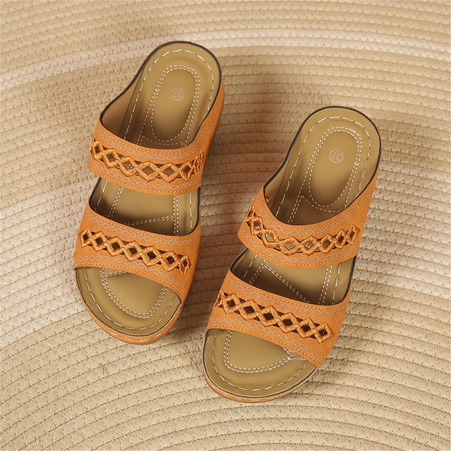 Platform Sandals for Women 2025 Comfort Hollow Out Orthopedic Wedges Shoes Summer Beach Travel Slip On Slippers