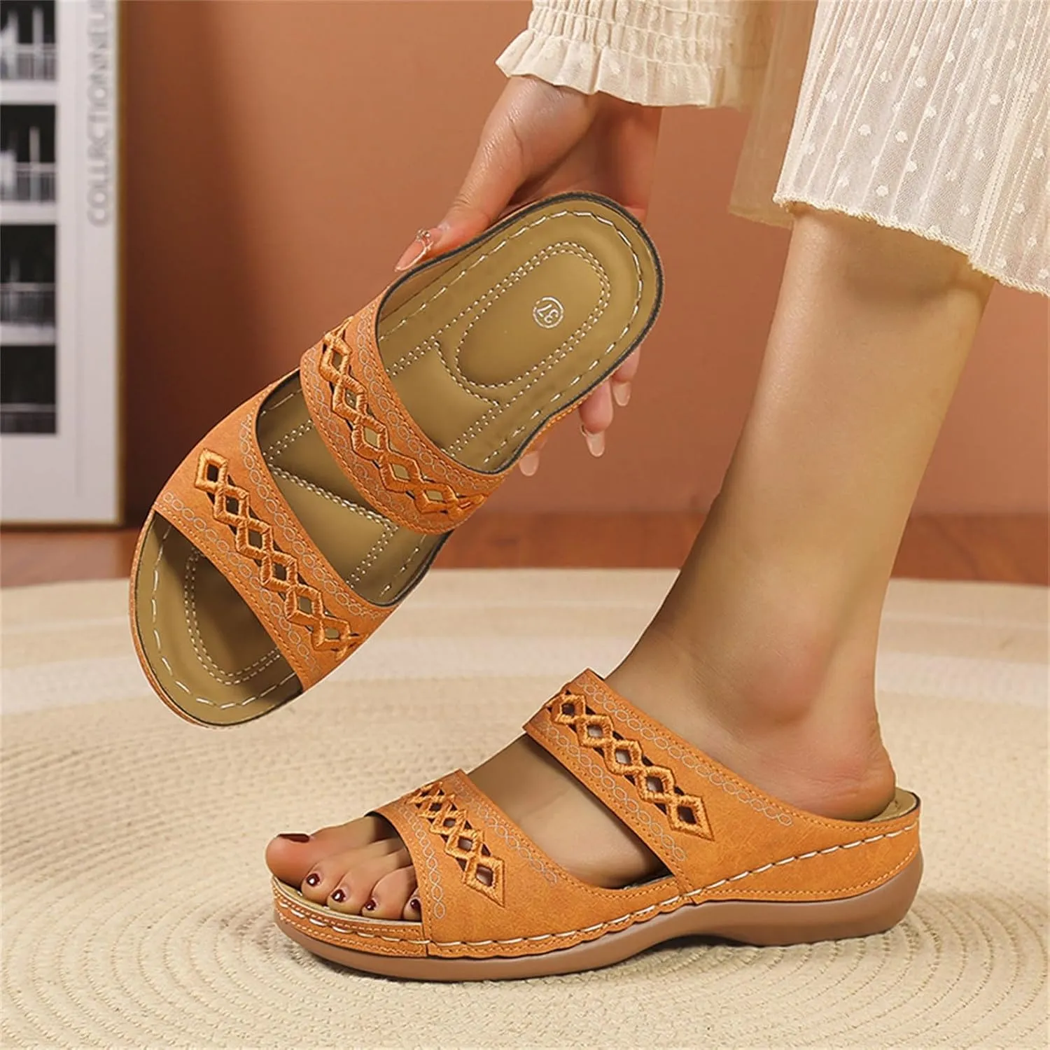 Platform Sandals for Women 2025 Comfort Hollow Out Orthopedic Wedges Shoes Summer Beach Travel Slip On Slippers