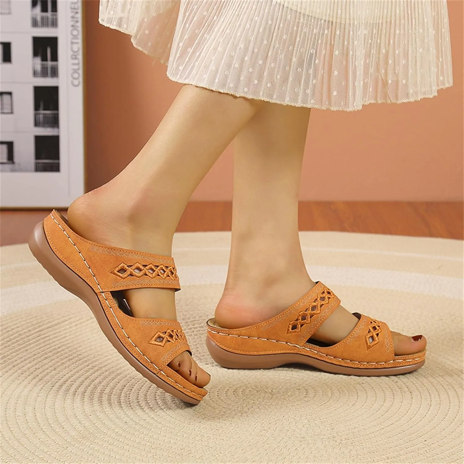 Platform Sandals for Women 2025 Comfort Hollow Out Orthopedic Wedges Shoes Summer Beach Travel Slip On Slippers