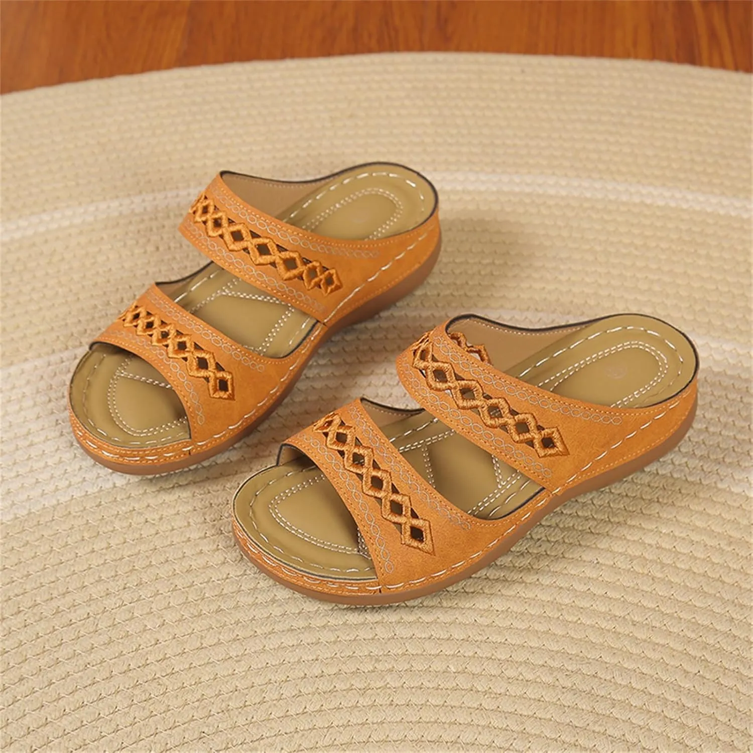 Platform Sandals for Women 2025 Comfort Hollow Out Orthopedic Wedges Shoes Summer Beach Travel Slip On Slippers