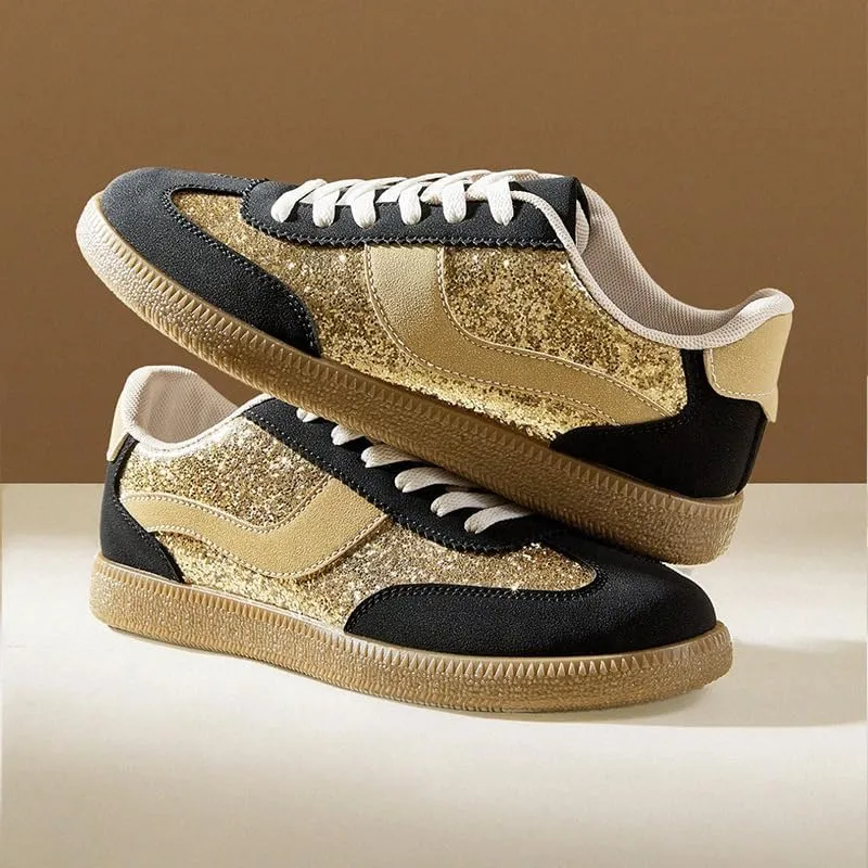 PU Leather Vintage Style Cushioned Sole Sneakers for Women Daily Casual Walking Spring Travel Wear German Trainer Inspired Black Shoes Lightweight and Durable