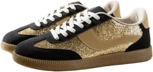 PU Leather Vintage Style Cushioned Sole Sneakers for Women Daily Casual Walking Spring Travel Wear German Trainer Inspired Black Shoes Lightweight and Durable