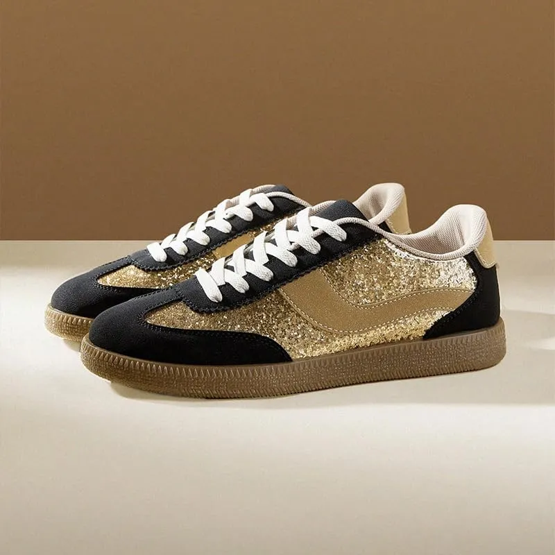 PU Leather Vintage Style Cushioned Sole Sneakers for Women Daily Casual Walking Spring Travel Wear German Trainer Inspired Black Shoes Lightweight and Durable