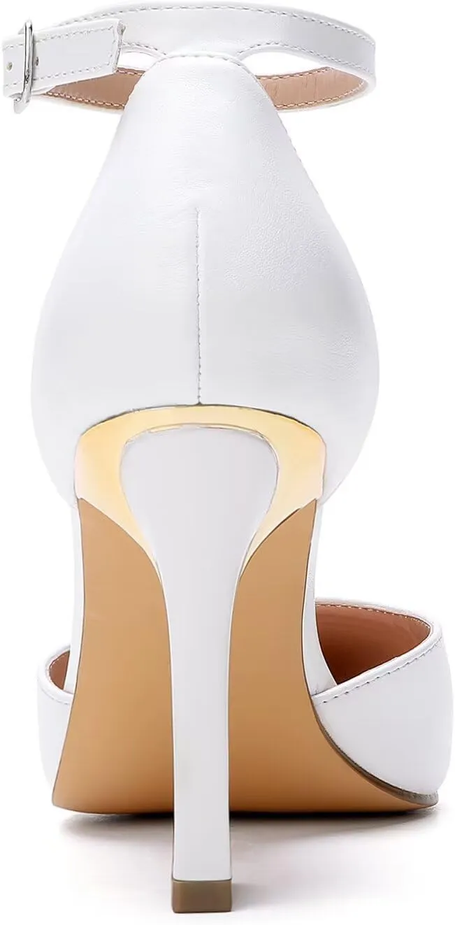 QKL Women's Closed Toe Pointed Heels Pumps