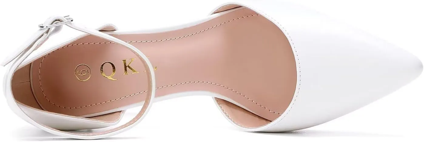 QKL Women's Closed Toe Pointed Heels Pumps