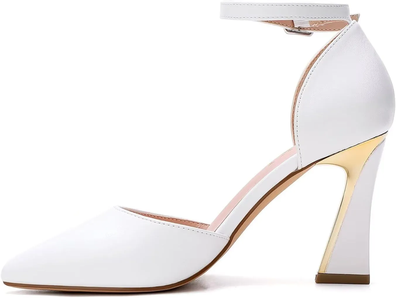 QKL Women's Closed Toe Pointed Heels Pumps
