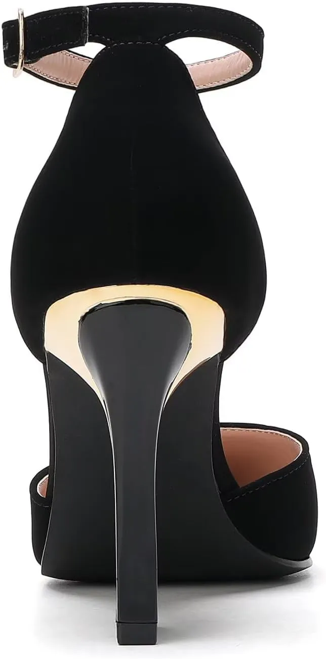 QKL Women's Closed Toe Pointed Heels Pumps