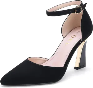 QKL Women's Closed Toe Pointed Heels Pumps