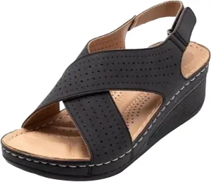 Sandals Women's Shoes Plantar Fasciitis Comfort Wedge Open Toe Ankle Strap Wide Fit Cushion Sandals Women
