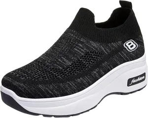 SBGMoSJ Black Tennis Shoes for Women Nursing Comfy Shoes for Women for Work Non Slip Winter Shoes for Women Fashion Platform Sneakers for Women 2023 Walking Shoes for Plantar Fasciitis Women Size 11