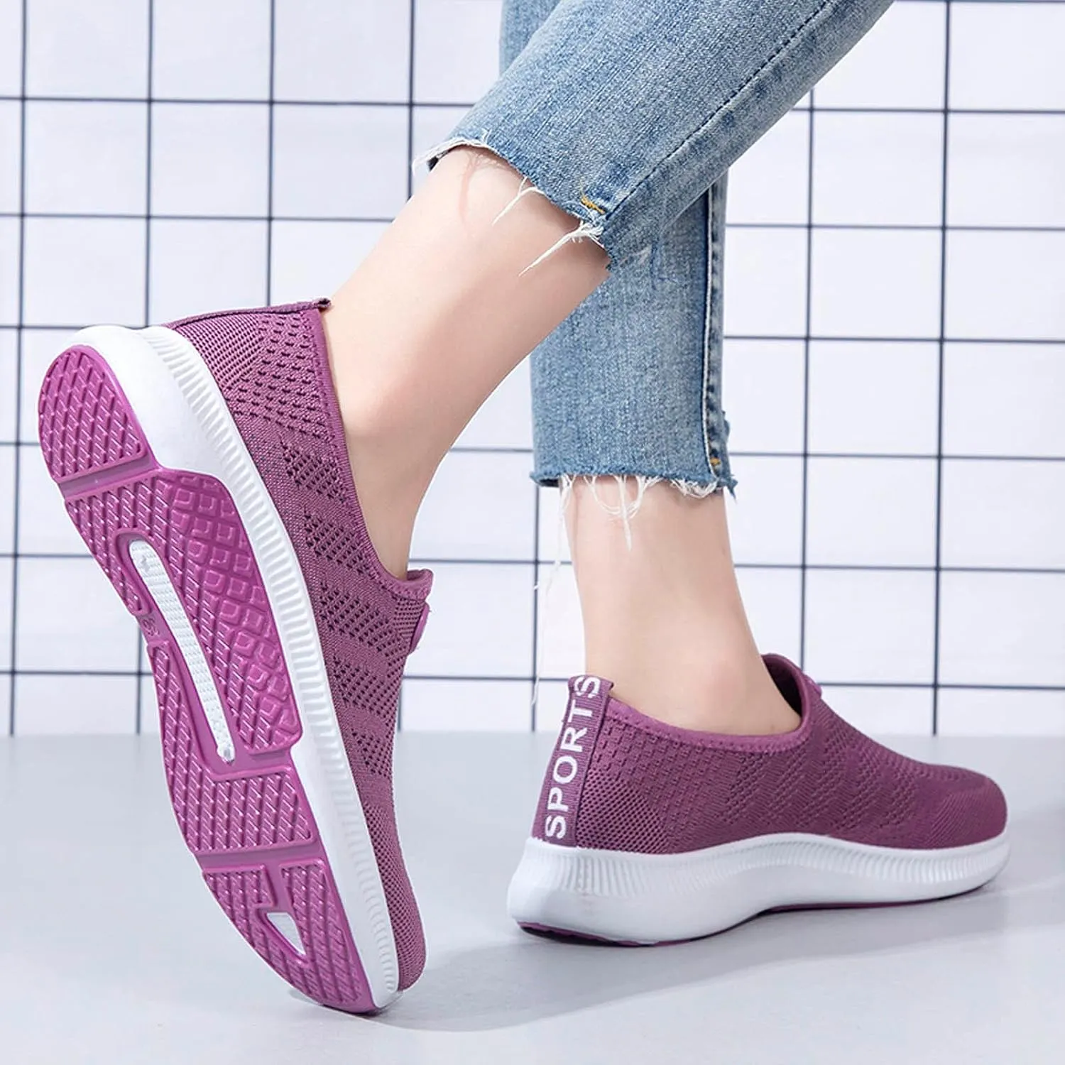 SBGMoSJ Running Shoes Womens Lightweight Fashion Sport Sneakers Zapatos Antiderrapantes para Mujer Womens Slip On Shoes Wide Width Womens White Platform Sneakers Zapatos Antideslizantes para Mujer