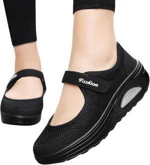 SBGMoSJ Wedge Heel Sneakers for Women Fashion Dressy Womens Running Shoes 8.5 Wide Canvas Shoes for Women Womens Fashion Sneakers 2023 Retro Slip Resistant Women's Black Work Shoes Size 9