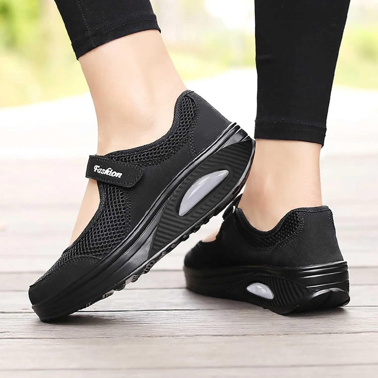 SBGMoSJ Wedge Heel Sneakers for Women Fashion Dressy Womens Running Shoes 8.5 Wide Canvas Shoes for Women Womens Fashion Sneakers 2023 Retro Slip Resistant Women's Black Work Shoes Size 9