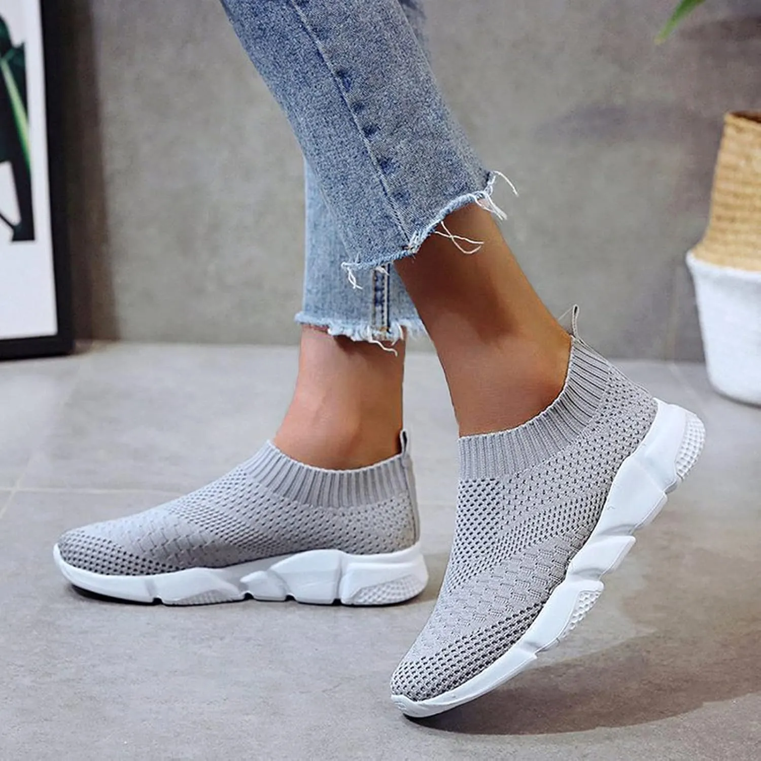 SBGMoSJ White Platform Sneakers for Women Wide Zapatillas Blancas para Mujer Elegantes Womens Black Athletic Shoes Size 9 Plantar Fasciitis Work Shoes Women Non Slip Women's Hiking Shoes Wide Width