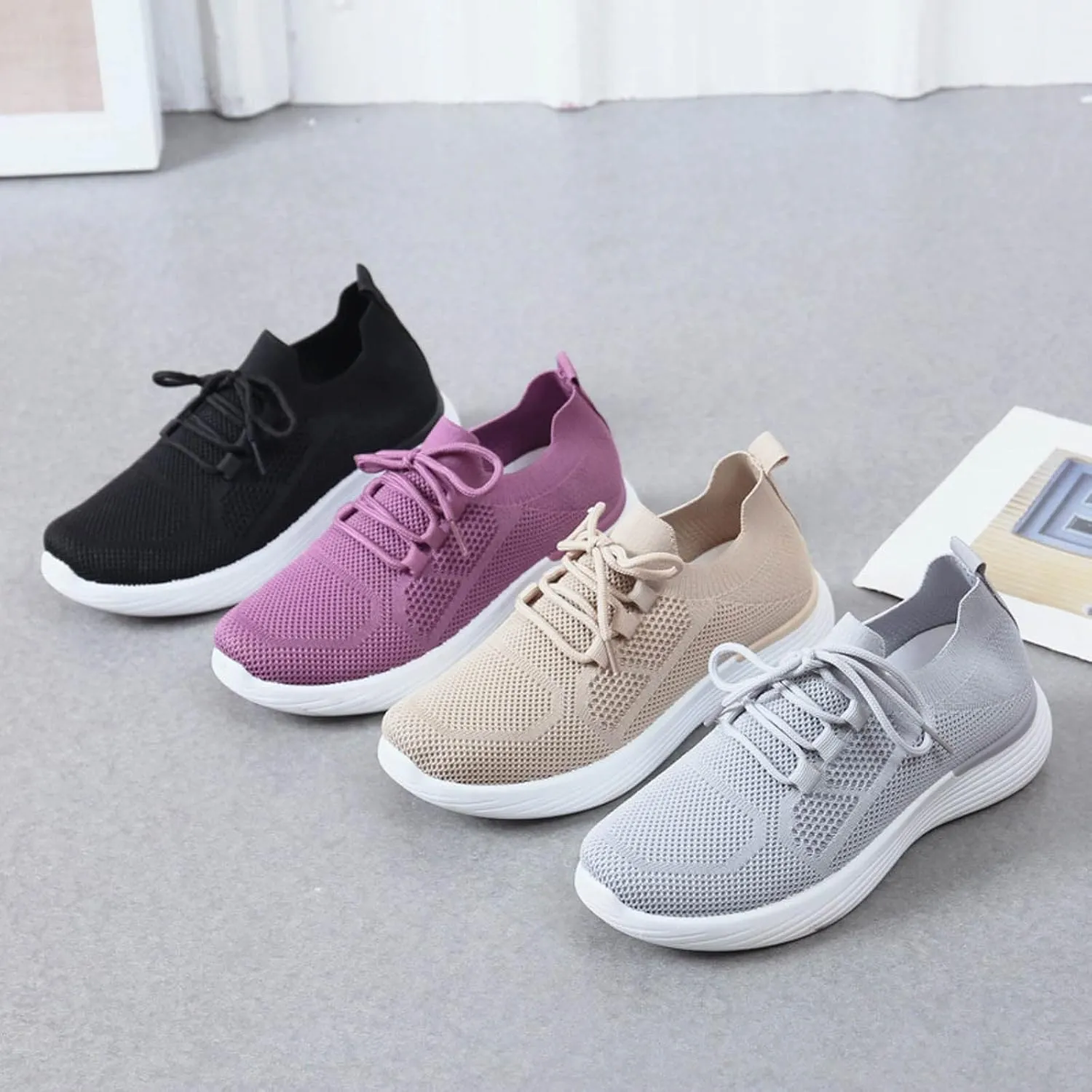 SBGMoSJ Womens Walking Sneakers Size 10 Wide Women Orthopedic Sneakers Walking Womens Casual Shoes Slip Ons Mule Women's Sneakers Wide Width Comfortable Walking Shoes Women Slip On