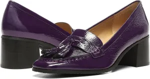 SHODENSE Women Chunky Block Heel Fringe Loafers Shoes Square Closed Toe Slip On Tassel Penny Loafer Pumps Patent Leather Mid Thick Heels Oxford Loafers Shoes Dressy Office Work Formal Fall 4-11 M US