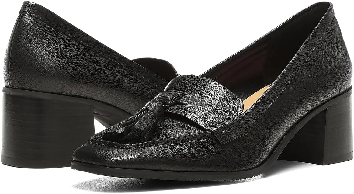 SHODENSE Women Chunky Block Heel Fringe Loafers Shoes Square Closed Toe Slip On Tassel Penny Loafer Pumps Patent Leather Mid Thick Heels Oxford Loafers Shoes Dressy Office Work Formal Fall 4-11 M US