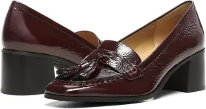 SHODENSE Women Chunky Block Heel Fringe Loafers Shoes Square Closed Toe Slip On Tassel Penny Loafer Pumps Patent Leather Mid Thick Heels Oxford Loafers Shoes Dressy Office Work Formal Fall 4-11 M US