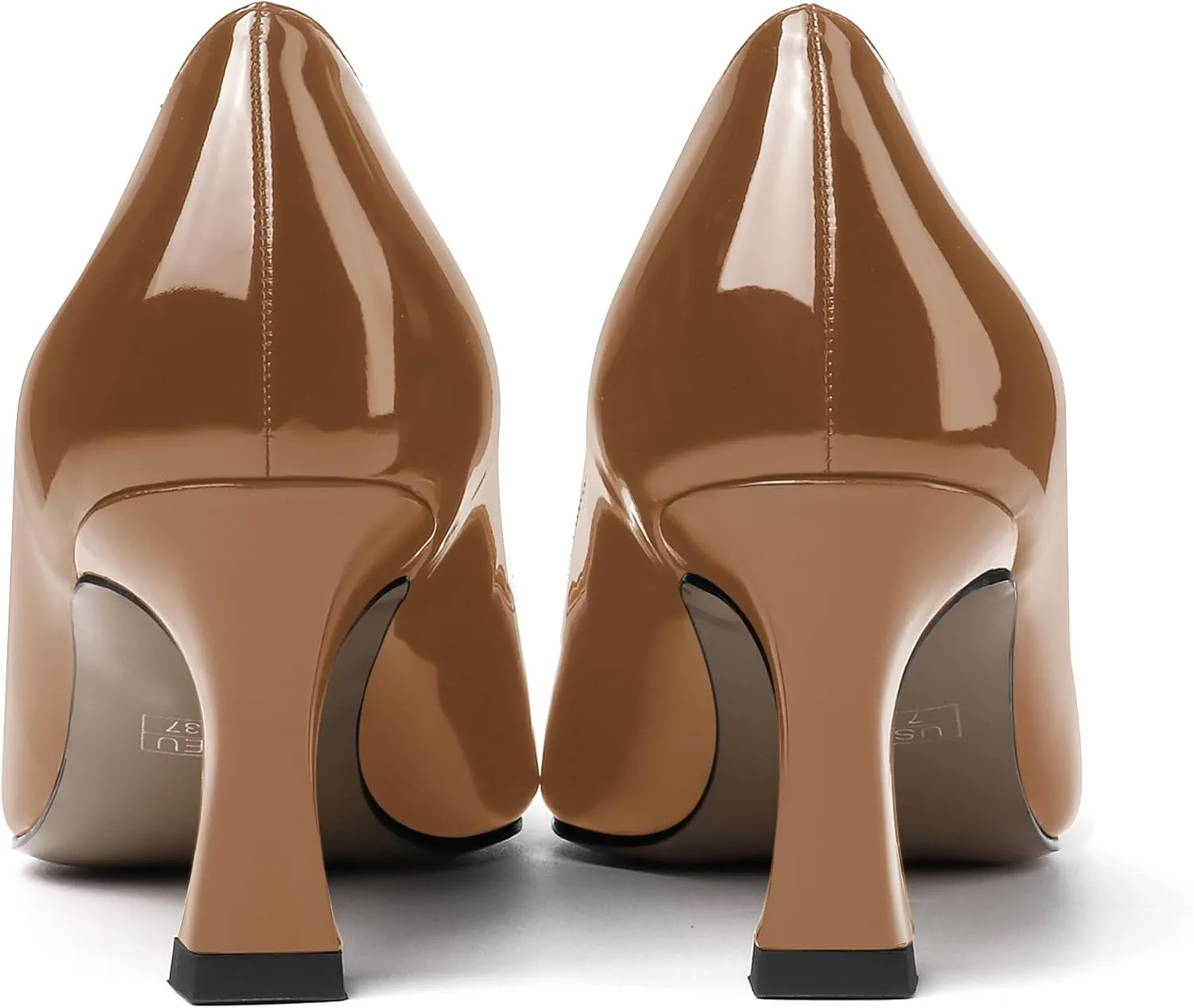 SKYSTERRY Women's Casual Office Slip On Pointed Toe Patent Spool Mid Heel Pumps Shoes 2.5 Inch