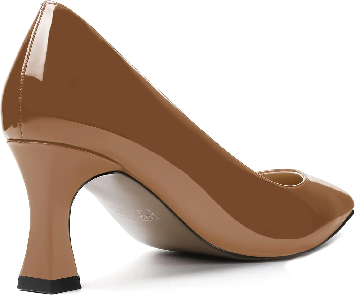 SKYSTERRY Women's Casual Office Slip On Pointed Toe Patent Spool Mid Heel Pumps Shoes 2.5 Inch