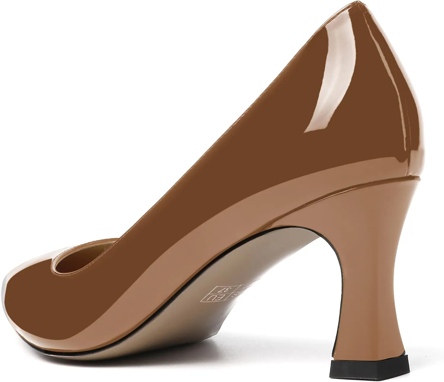 SKYSTERRY Women's Casual Office Slip On Pointed Toe Patent Spool Mid Heel Pumps Shoes 2.5 Inch