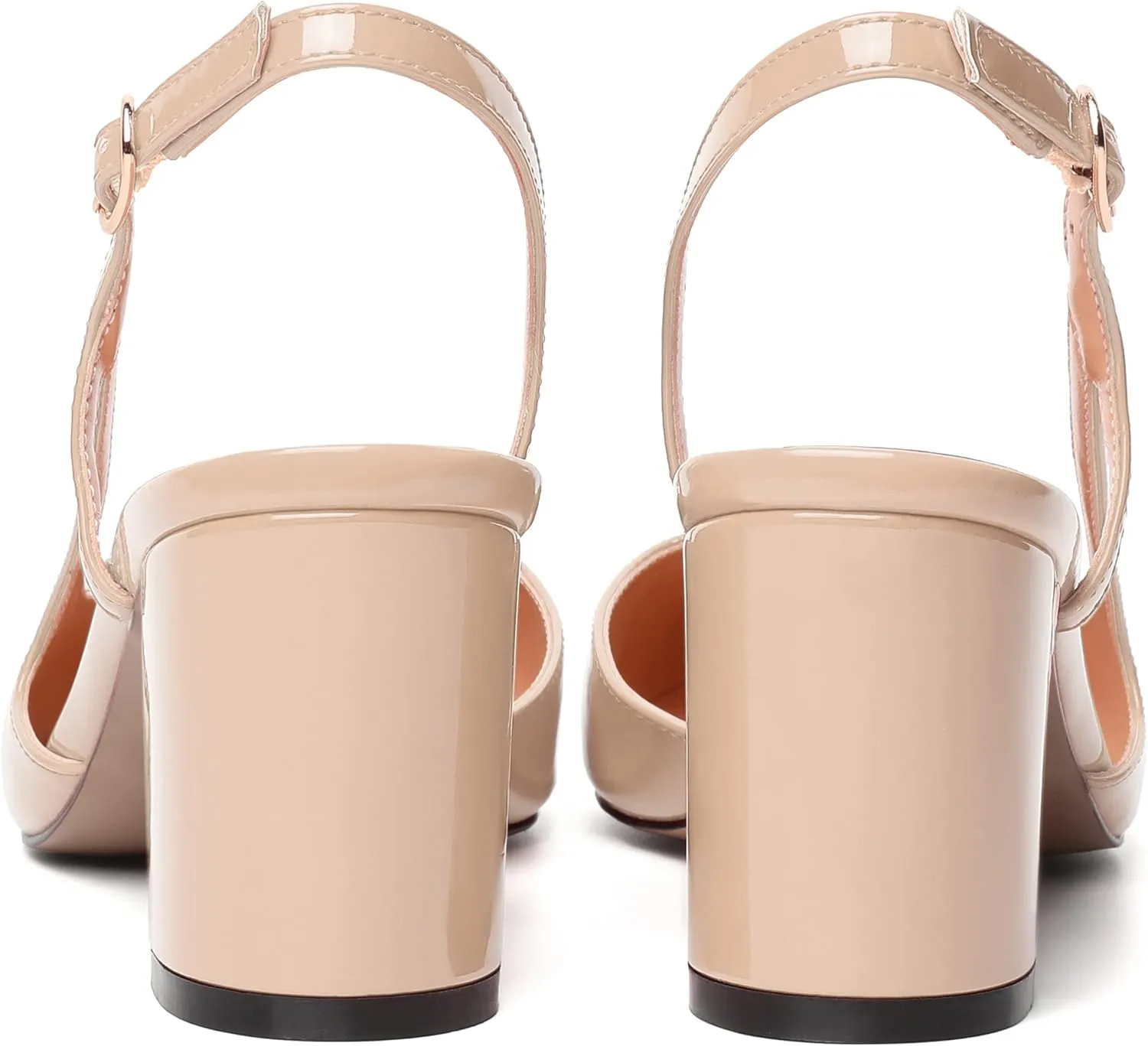 SKYSTERRY Womens Square Toe Buckle Slingback Patent Casual Wedding Block Mid Heel Pumps Shoes 2.5 Inch