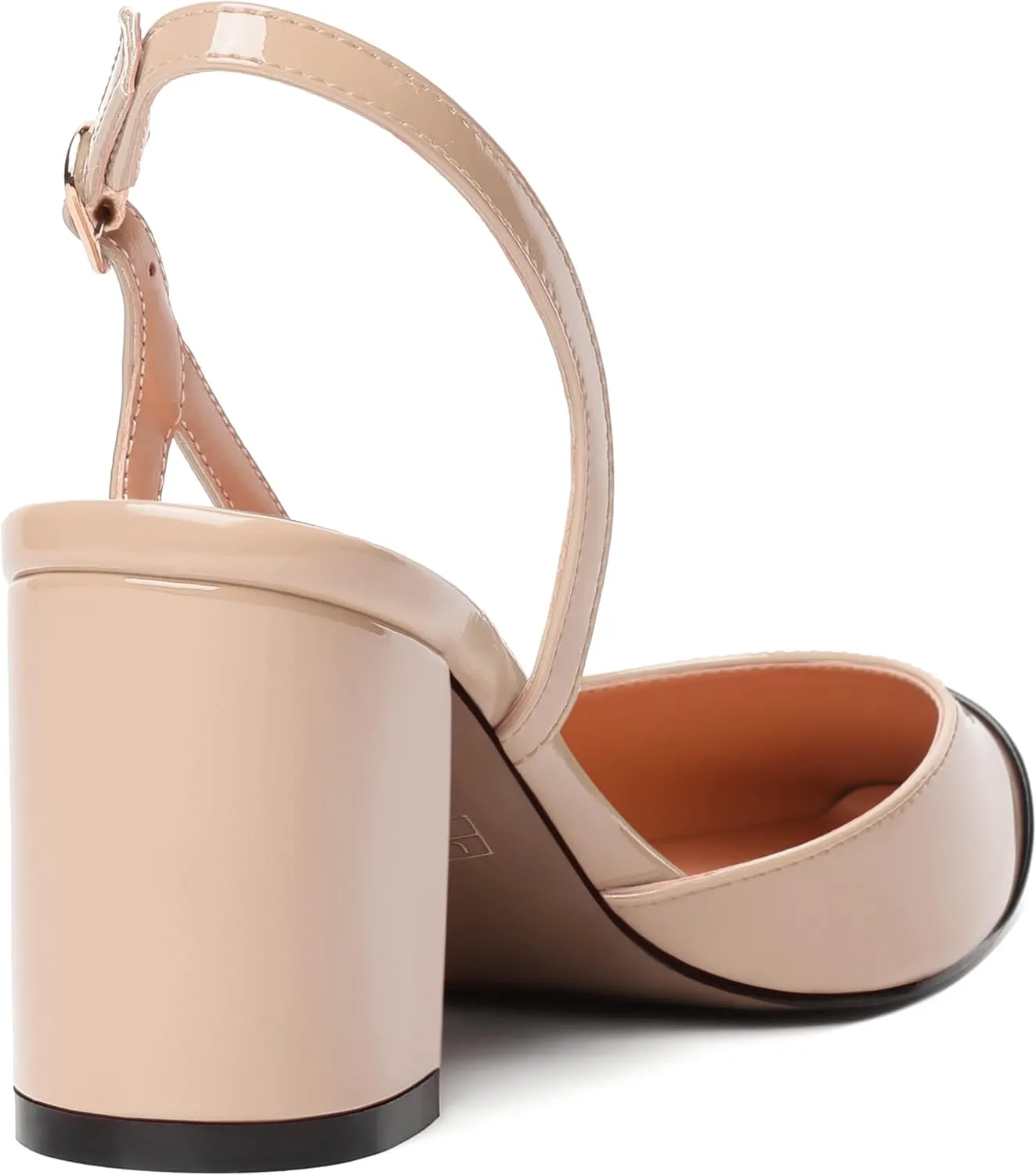 SKYSTERRY Womens Square Toe Buckle Slingback Patent Casual Wedding Block Mid Heel Pumps Shoes 2.5 Inch