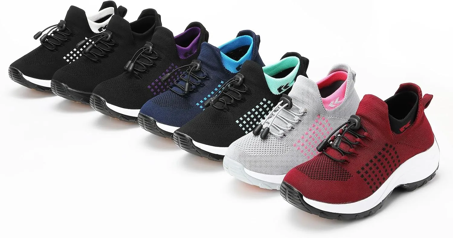 Slip On Orthopedic Sneakers for Women Comfortable Casual Ladies Athletic Shoes Lightweight Wide Width Arch Support Non Slip Shoes Breathable Mesh Woven Low Top Walking Shoe