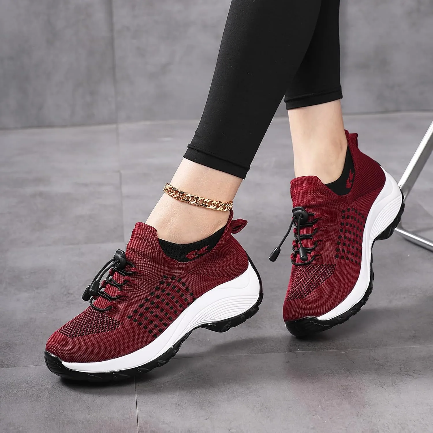 Slip On Orthopedic Sneakers for Women Comfortable Casual Ladies Athletic Shoes Lightweight Wide Width Arch Support Non Slip Shoes Breathable Mesh Woven Low Top Walking Shoe