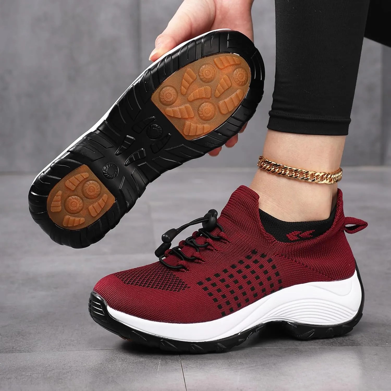 Slip On Orthopedic Sneakers for Women Comfortable Casual Ladies Athletic Shoes Lightweight Wide Width Arch Support Non Slip Shoes Breathable Mesh Woven Low Top Walking Shoe