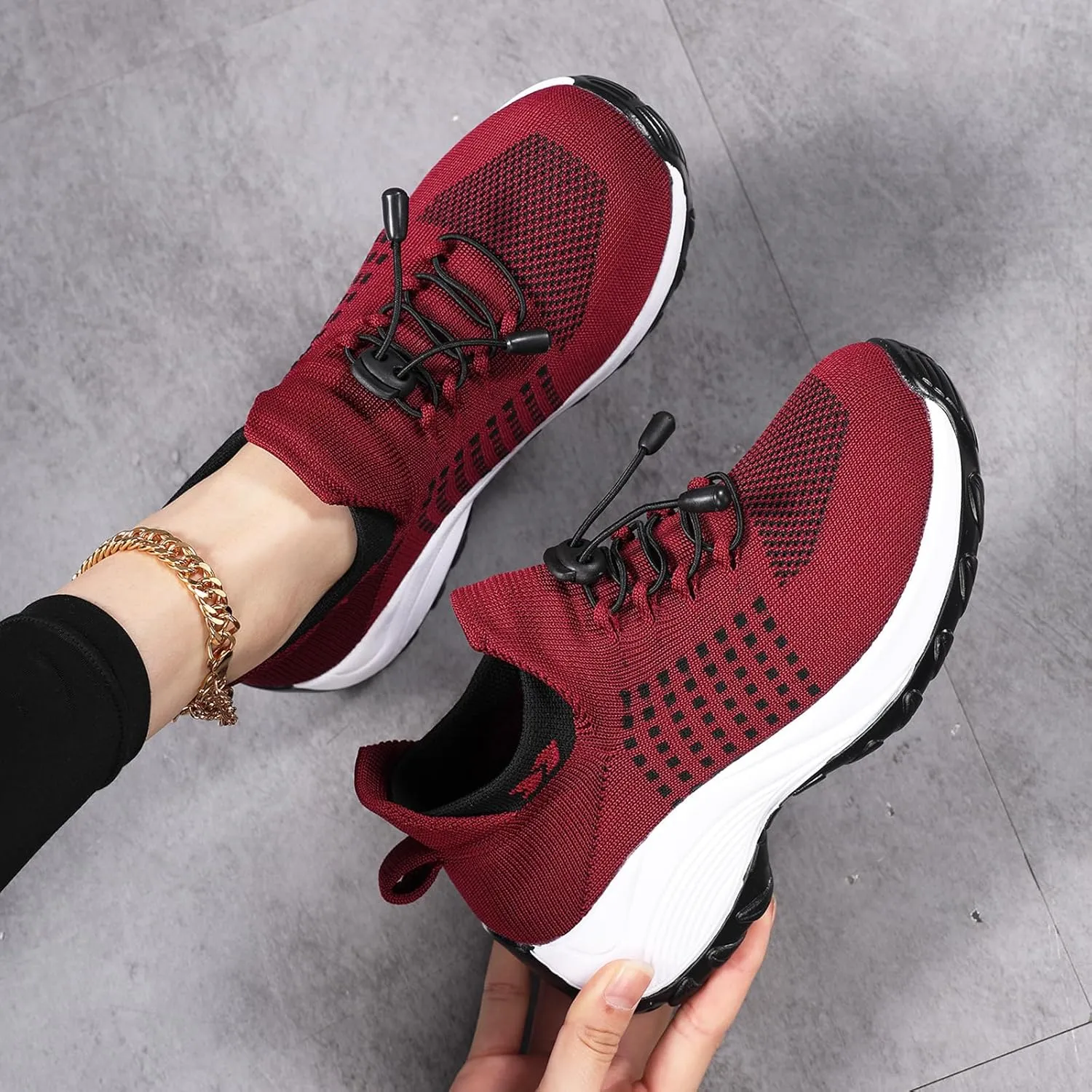 Slip On Orthopedic Sneakers for Women Comfortable Casual Ladies Athletic Shoes Lightweight Wide Width Arch Support Non Slip Shoes Breathable Mesh Woven Low Top Walking Shoe