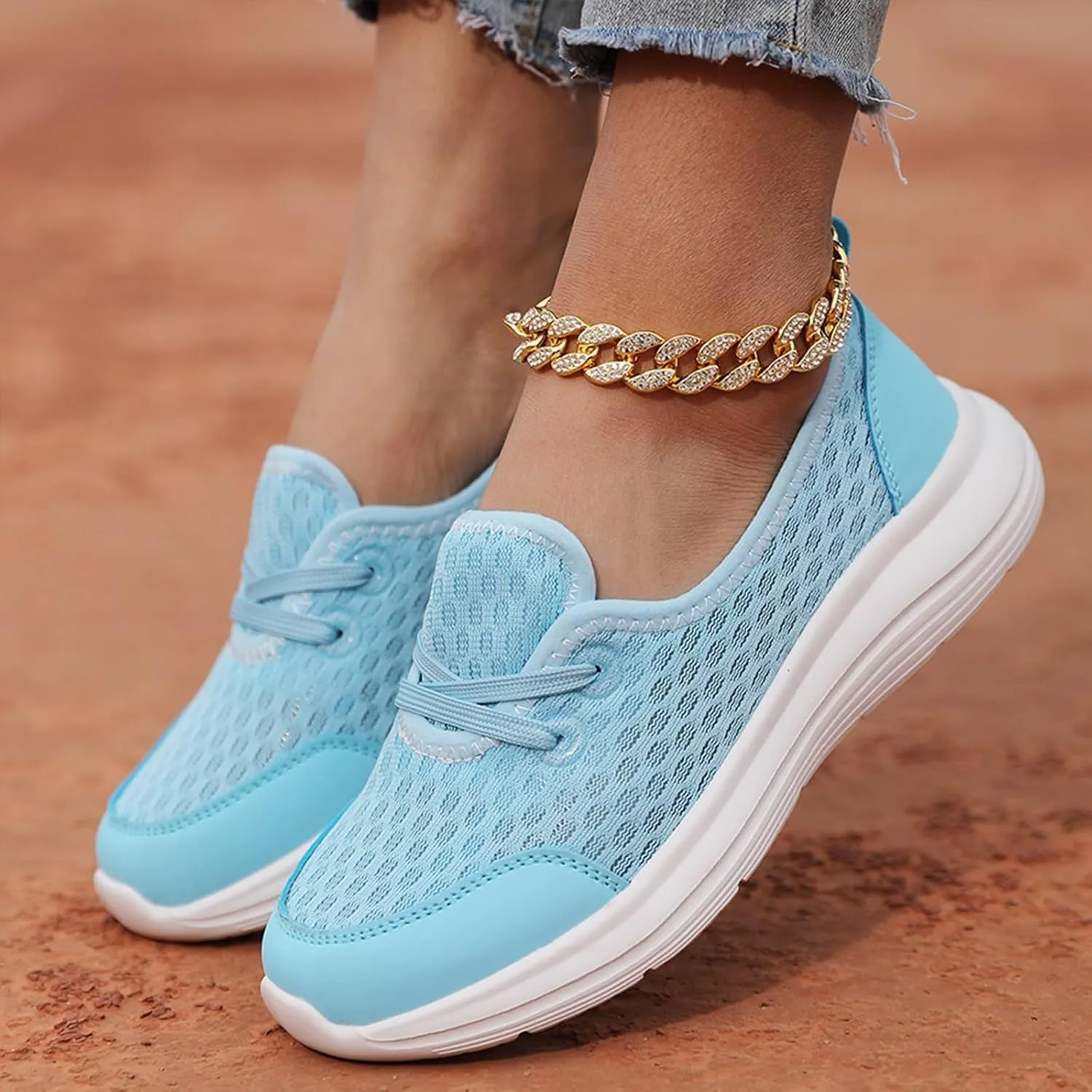 Slip On Orthopedic Sneakers for Women Soft Sole Mesh Comfort Arch Support Shoes Lightweight Wide Width Non Slip Shoes Woven Low Top Walking Shoe Summer Casual Sneaker