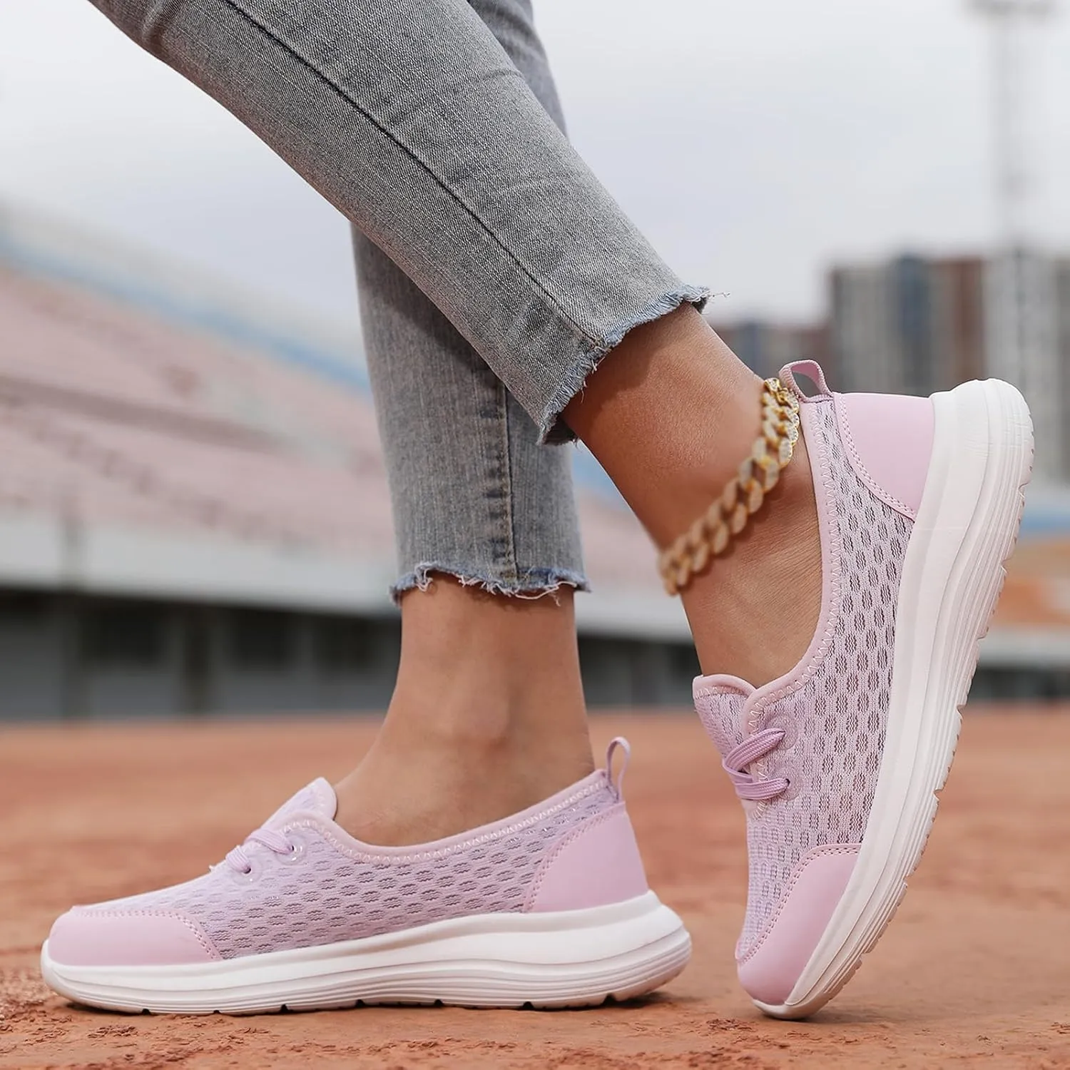 Slip On Orthopedic Sneakers for Women Soft Sole Mesh Comfort Arch Support Shoes Lightweight Wide Width Non Slip Shoes Woven Low Top Walking Shoe Summer Casual Sneaker
