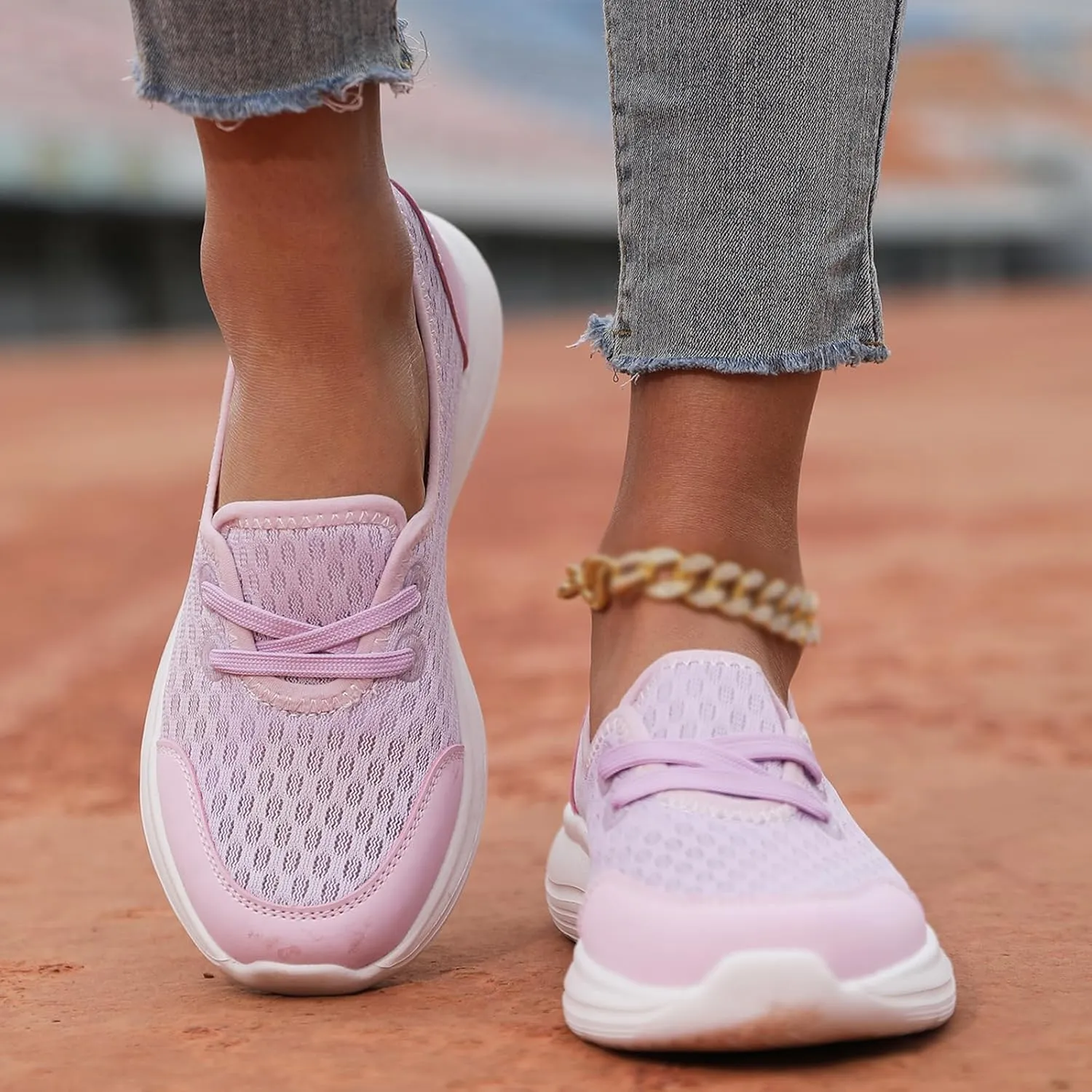 Slip On Orthopedic Sneakers for Women Soft Sole Mesh Comfort Arch Support Shoes Lightweight Wide Width Non Slip Shoes Woven Low Top Walking Shoe Summer Casual Sneaker