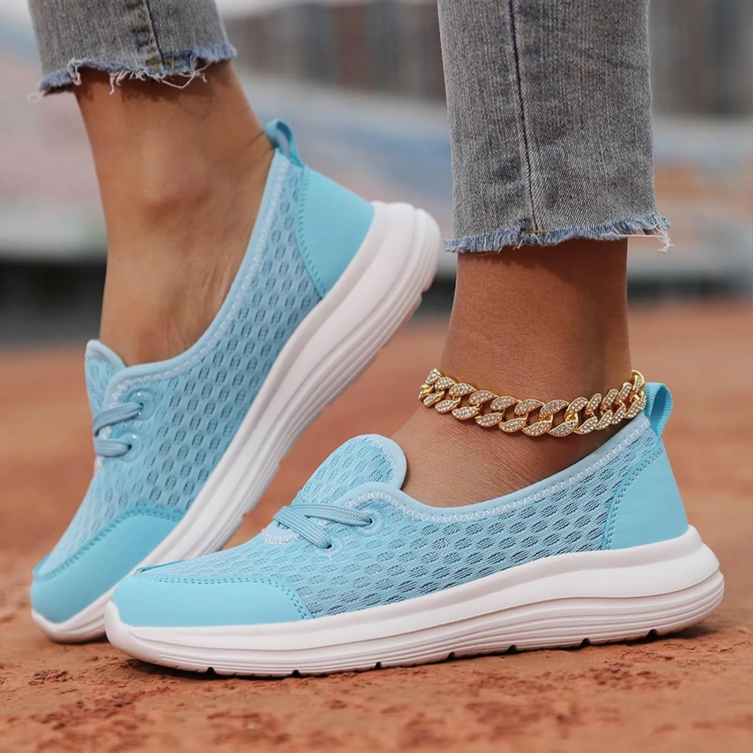 Slip On Orthopedic Sneakers for Women Soft Sole Mesh Comfort Arch Support Shoes Lightweight Wide Width Non Slip Shoes Woven Low Top Walking Shoe Summer Casual Sneaker
