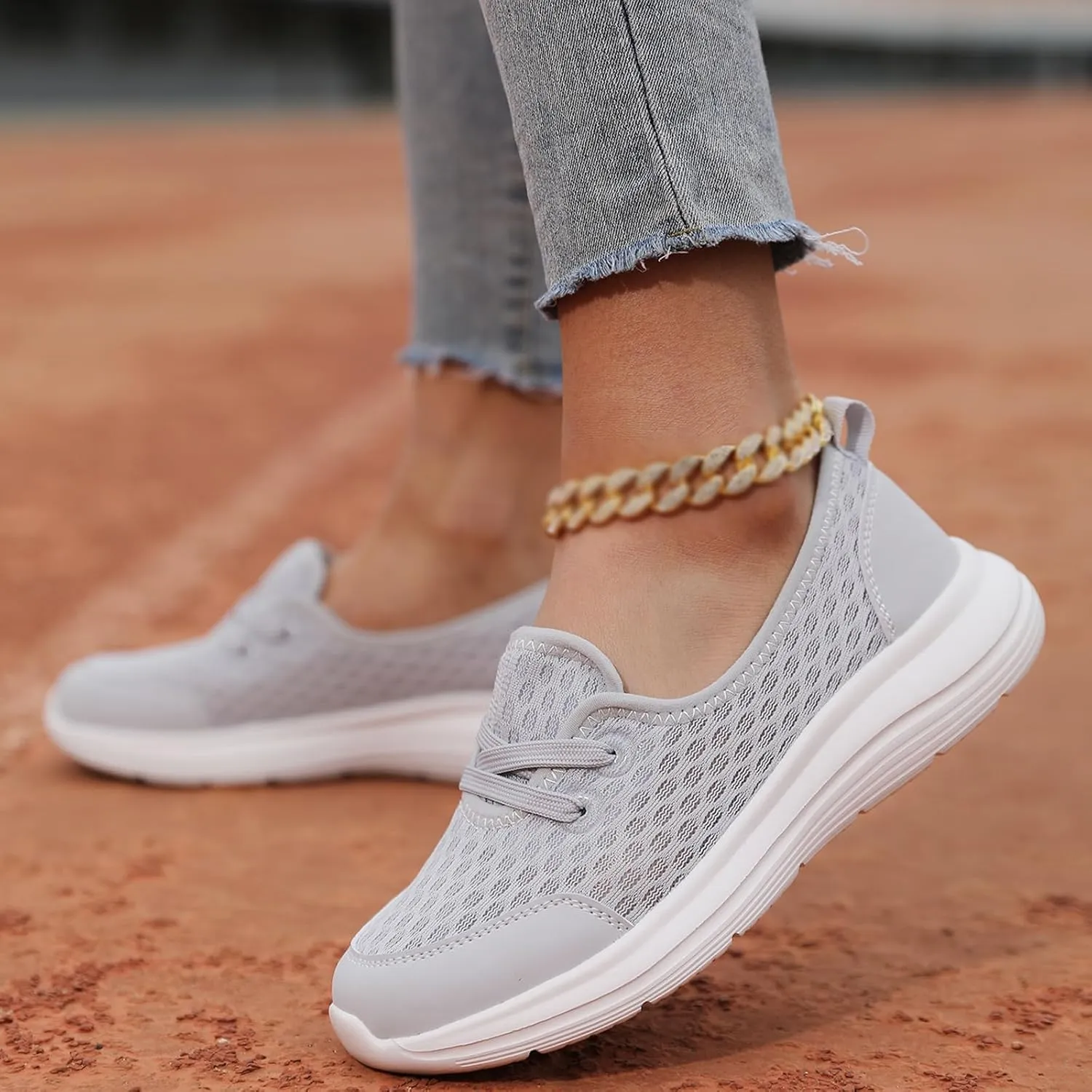 Slip On Orthopedic Sneakers for Women Walking Health Shoes Soft Sole Mesh Comfort Shoes Lightweight Wide Width Arch Support Shoe Breathable Comfort Work Sneaker