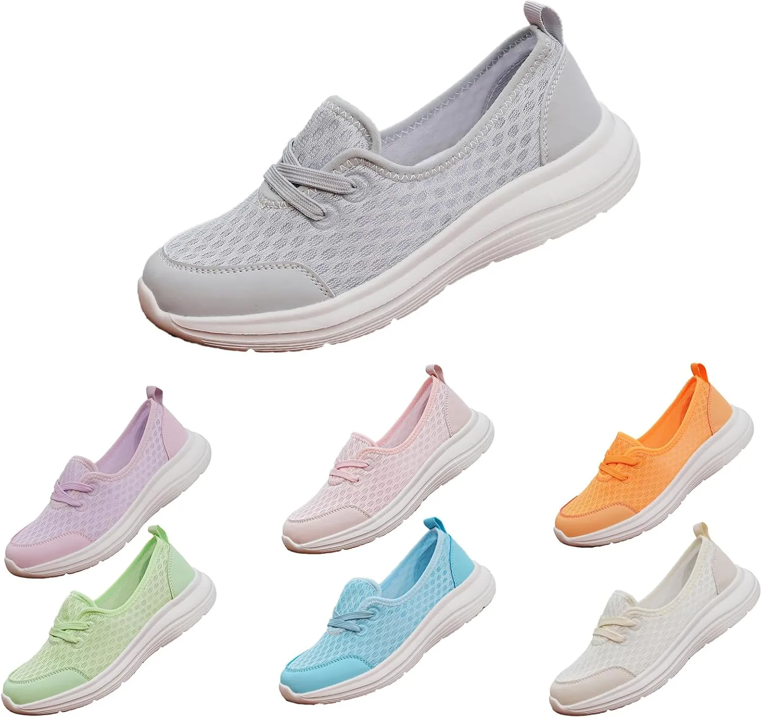 Slip On Orthopedic Sneakers for Women Walking Health Shoes Soft Sole Mesh Comfort Shoes Lightweight Wide Width Arch Support Shoe Breathable Comfort Work Sneaker