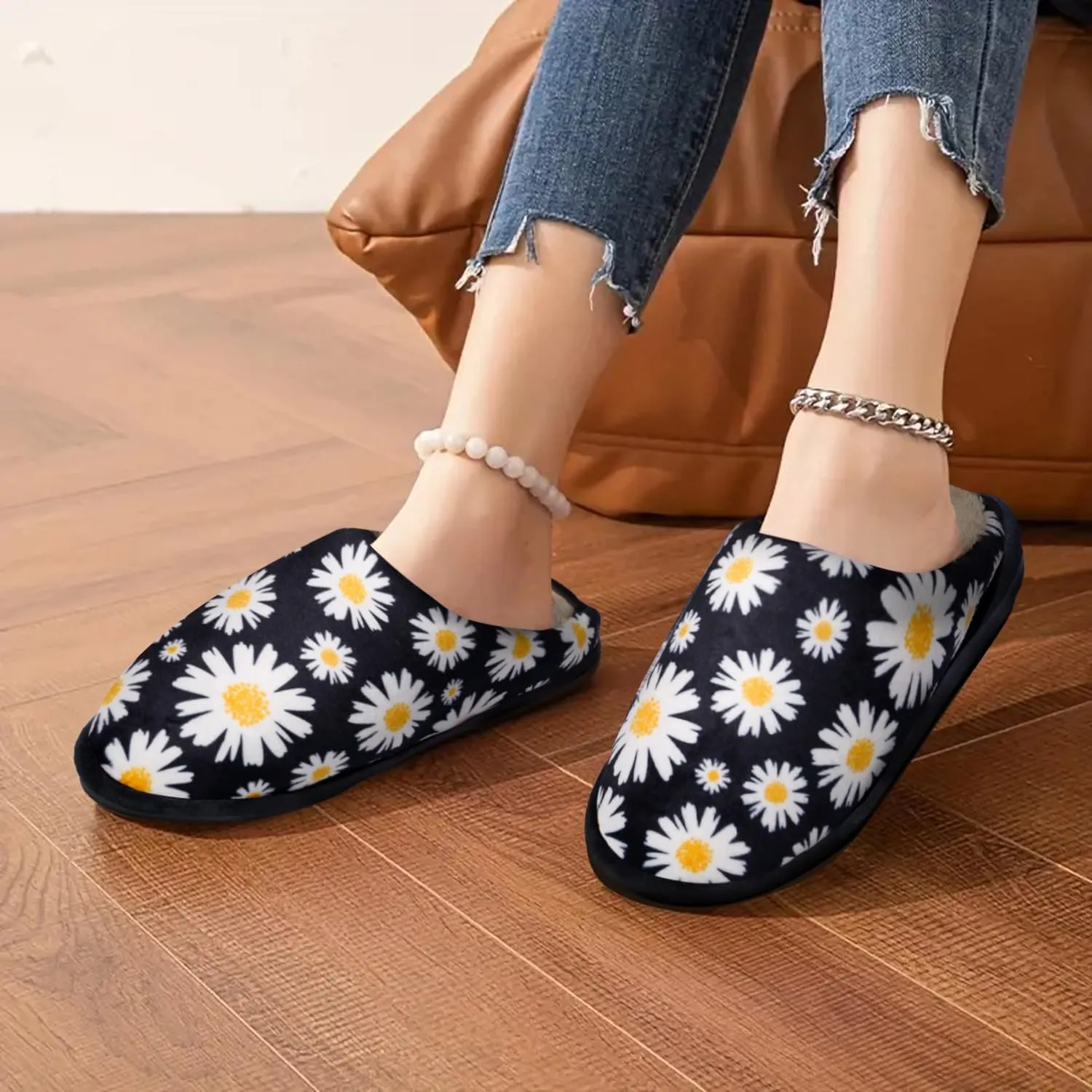 Slippers for Women Floral Printed Memory Foam Slippers Slip on Indoor House Shoes