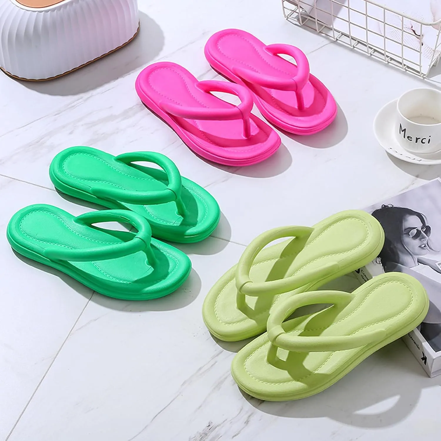 Slippers for Women or Men, Soft Slides Sandals Cushion Beach Flip Flops Non-Slip Shower Spa Bath Pool Gym Beach House Sandals for Women