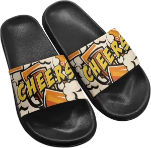 Soft Slides for Men,EVA Print Slides,Height Increasing Cushion Sole Hoese Shower Shoes Open Toe Summer Beach Slides