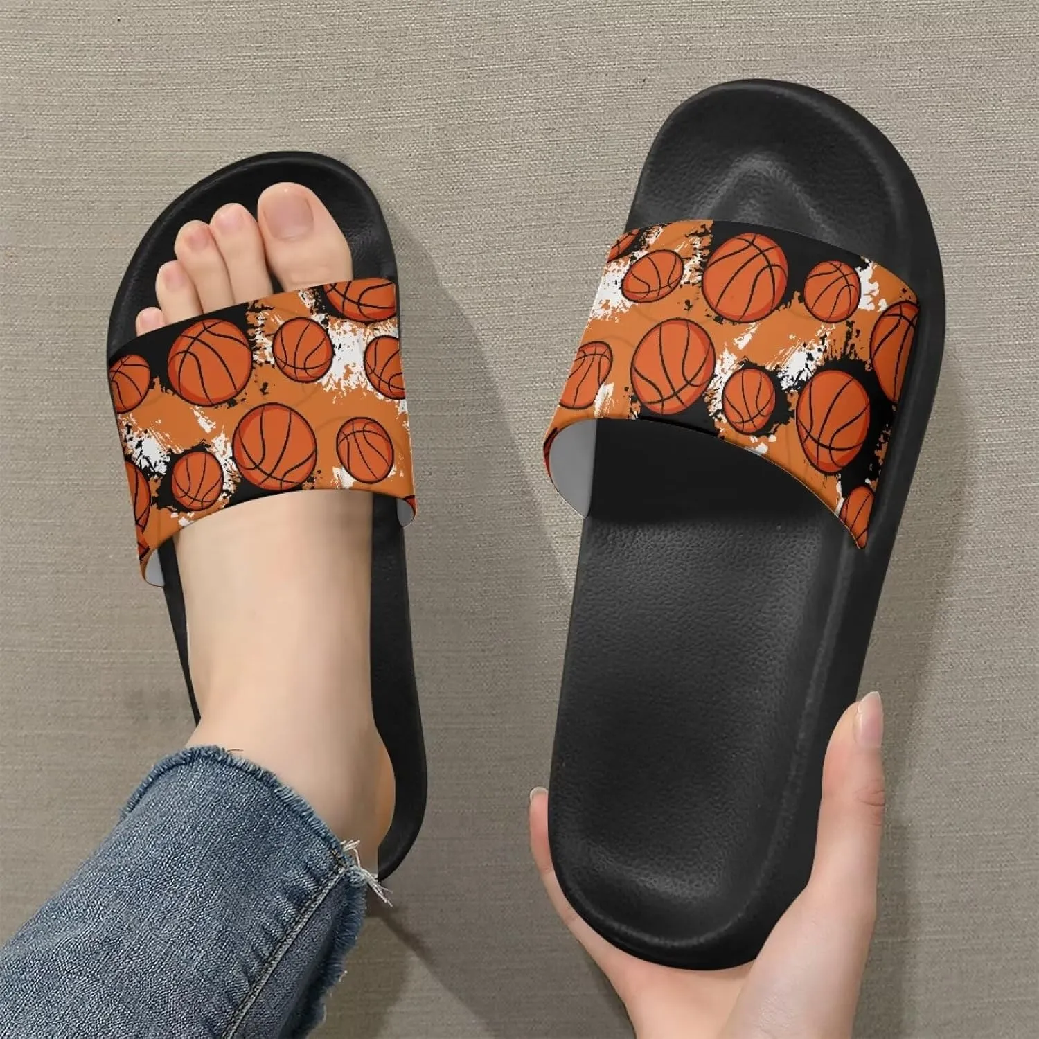 Soft Slides for Men,EVA Print Slides,Height Increasing Cushion Sole Hoese Shower Shoes Open Toe Summer Beach Slides