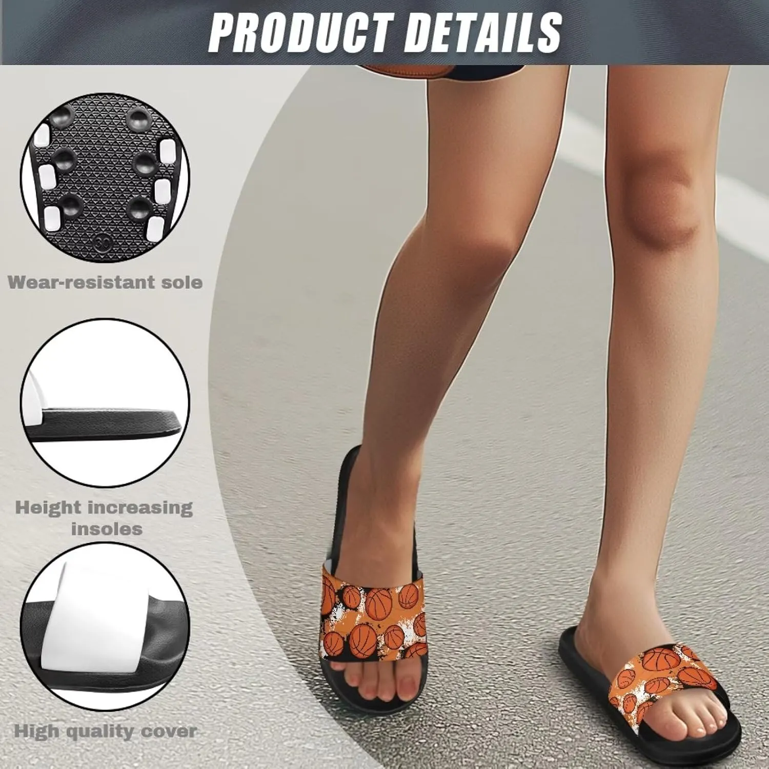 Soft Slides for Men,EVA Print Slides,Height Increasing Cushion Sole Hoese Shower Shoes Open Toe Summer Beach Slides