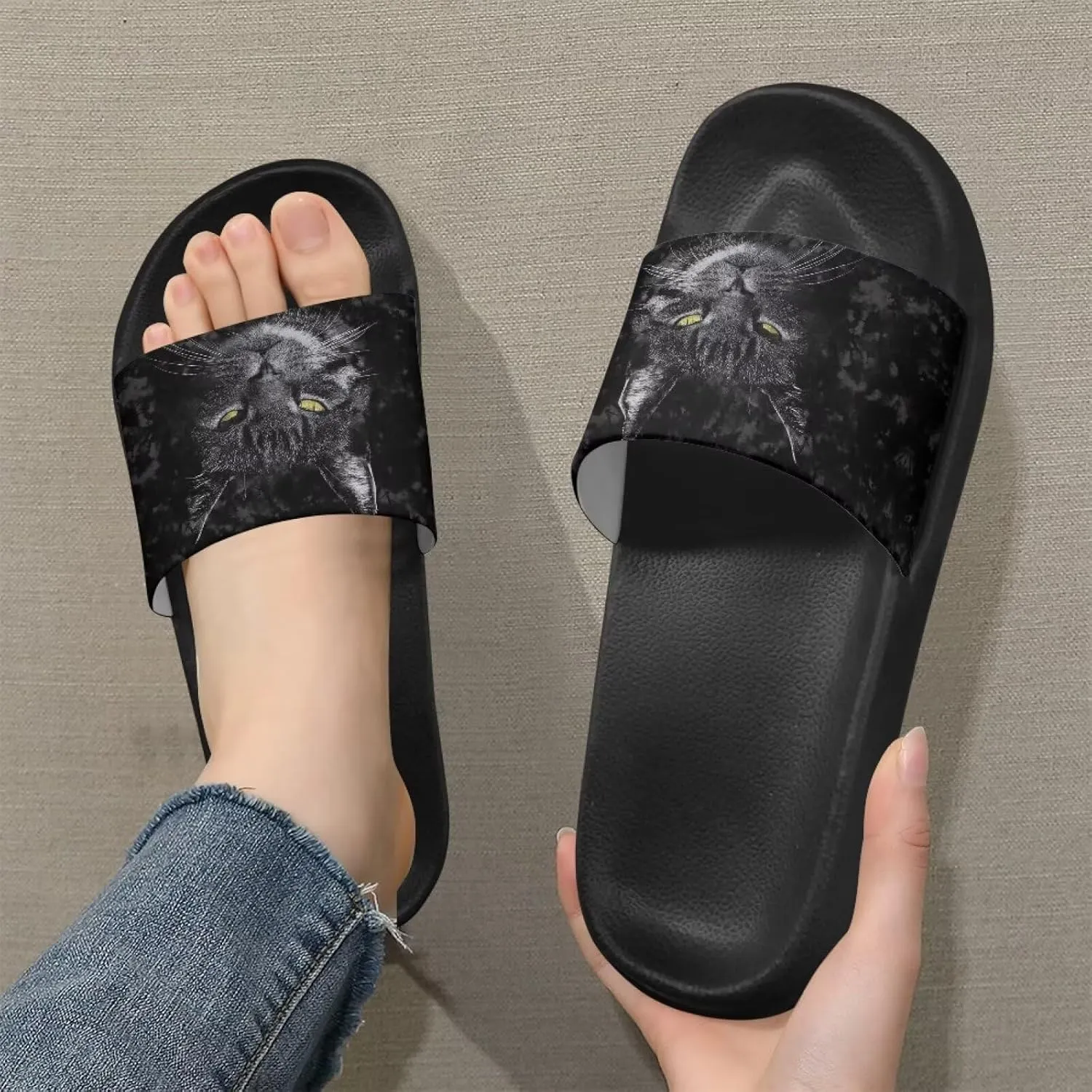 Soft Slides for Men,EVA Print Slides,Height Increasing Cushion Sole Hoese Shower Shoes Open Toe Summer Beach Slides