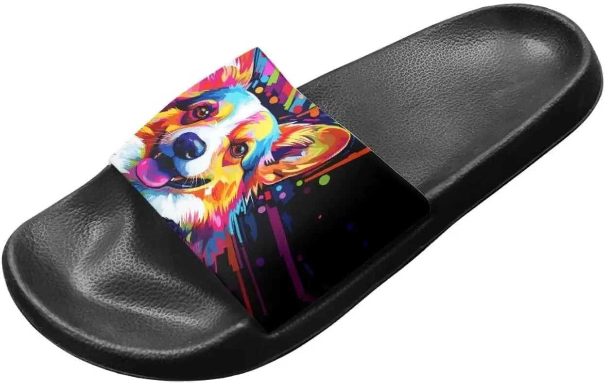 Soft Slides for Men,EVA Print Slides,Height Increasing Cushion Sole Hoese Shower Shoes Open Toe Summer Beach Slides